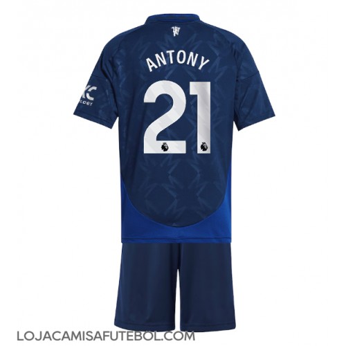 Camisa de Futebol Manchester United Antony #21 Equipamento Secundário Infantil 2024-25 Manga Curta (+ Calças curtas)